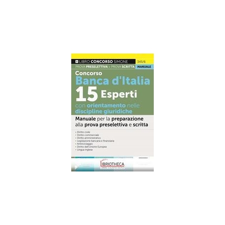 CONCORSO BANCA D' ITALIA 15 ESPERTI