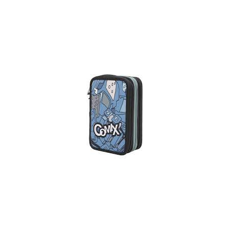 Astuccio 3 zip comix flash azzurro