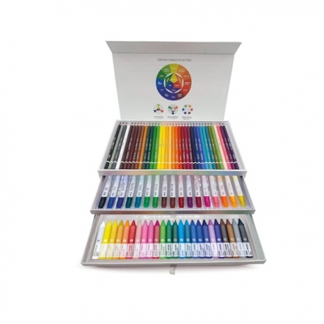 Valigetta Colori 36 Pastelli a matita Tinta unita + 18 BrushPen + cera + cancelleria