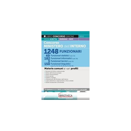 CONCORSO MINISTERO DELL'INTERNO 1248 FUNZIONARI
