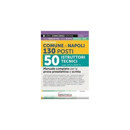 CONCORSO COMUNE DI NAPOLI 2024 - 130 POSTI - 50 ISTR