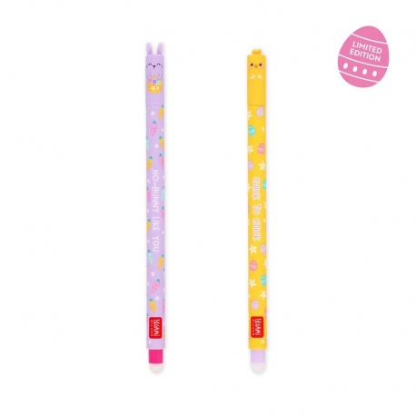 Set di 2 Penne Gel Cancellabili rosa e viola easter