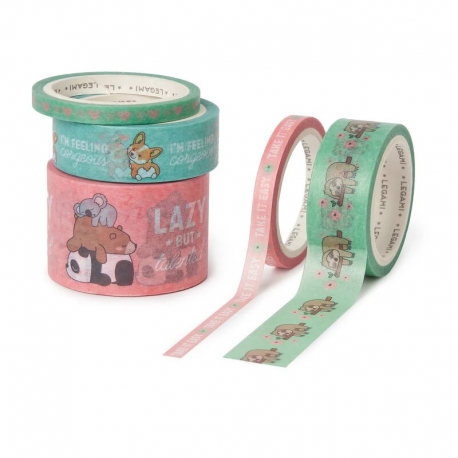Set di 5 Nastri Adesivi di Carta Cute Animals 