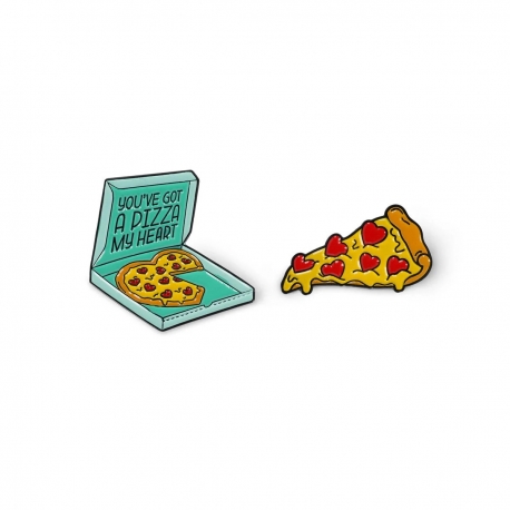 Set di 2 Spille in Metallo Smaltato PIZZA