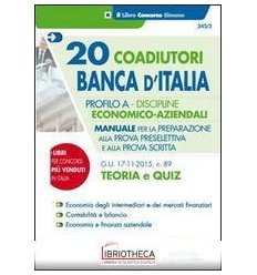 20 COADIUTORI BANCA D'ITALIA. PROFILO A. DISCIPLINE
